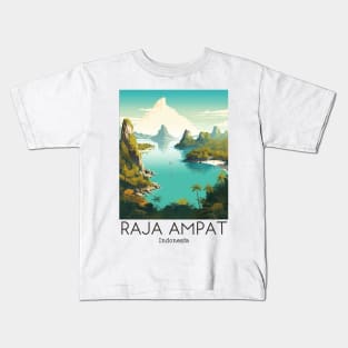 A Vintage Travel Illustration of Raja Ampat - Indonesia Kids T-Shirt